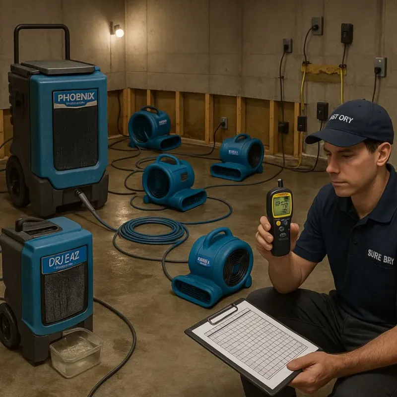 Structural Drying and Dehumidification process in East Rockingham, NC